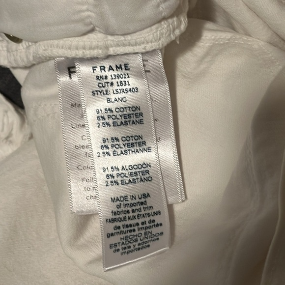 Frame Le Skinny de Jeanne Stagger Raw Hem White Denim White Size 28 - Picture 16 of 16